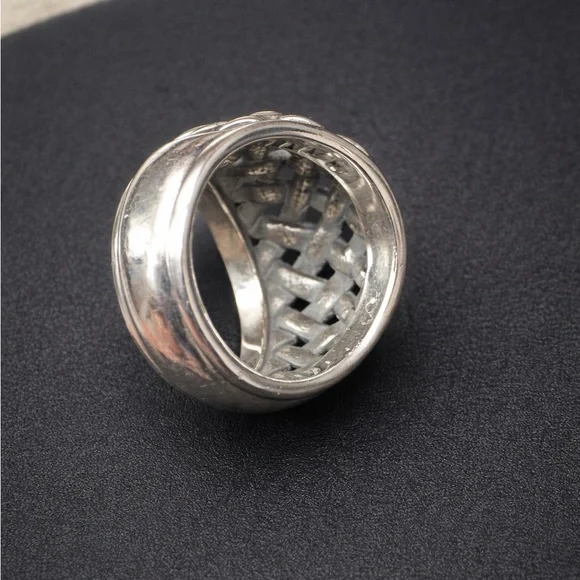 Chunky Thai Sterling Silver Woven Statement Ring 925 Size 6 - Picture 2 of 6